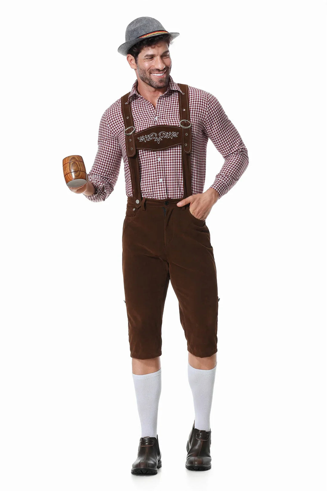 Emmerich Men's Oktoberfest Leather Shorts Costume – 3-Piece Bavarian Outfit-M-State of Style