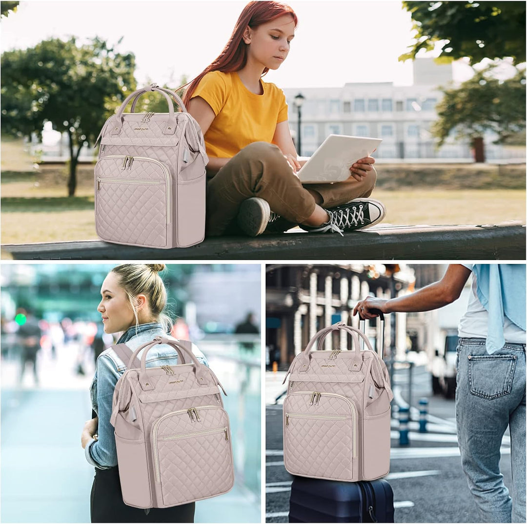 Water-Repellent Expandable Laptop Backpack with RFID Protection & USB Port