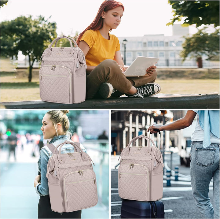Water-Repellent Expandable Laptop Backpack with RFID Protection & USB Port