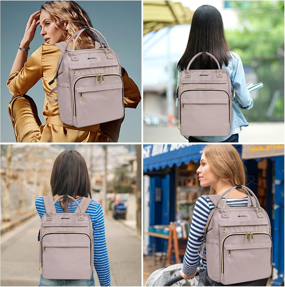 Water-Repellent Expandable Laptop Backpack with RFID Protection & USB Port