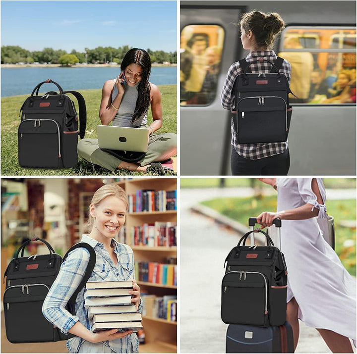 Water-Repellent Expandable Laptop Backpack with RFID Protection & USB Port