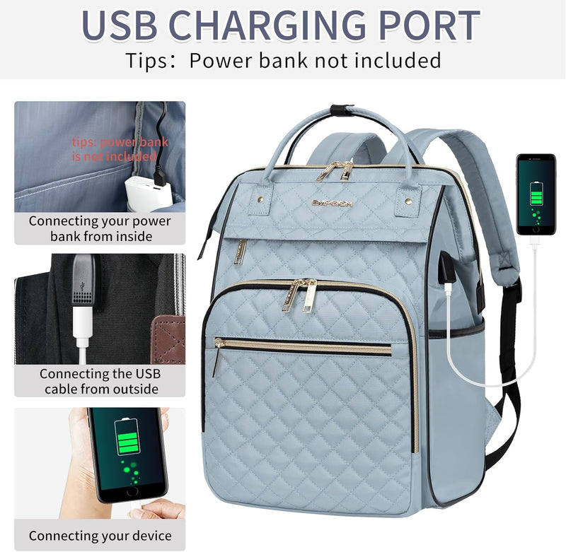 Water-Repellent Expandable Laptop Backpack with RFID Protection & USB Port