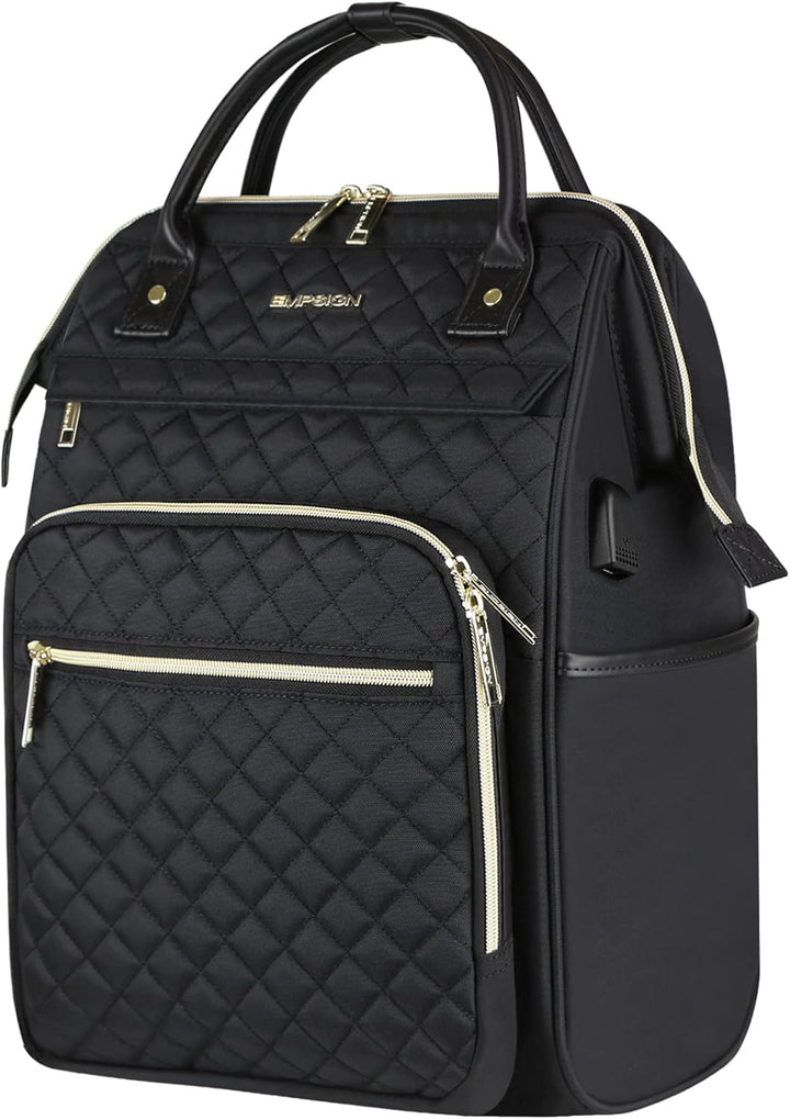 Water-Repellent Expandable Laptop Backpack with RFID Protection & USB Port
