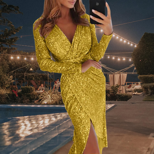 Enchanting Glitter Dress - Elise-Gold-S-State of Style
