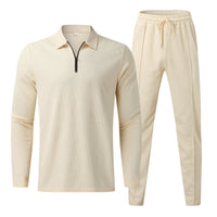 Enzo 2-Piece Active and Casual Wear Set: Pants & Shirt-Beige-S-State of Style