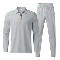 Enzo 2-Piece Active and Casual Wear Set: Pants & Shirt-Grey-S-State of Style