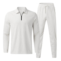 Enzo 2-Piece Active and Casual Wear Set: Pants & Shirt-White-S-State of Style