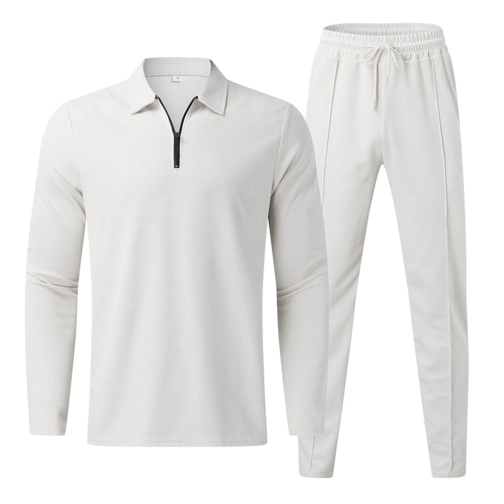 Enzo 2-Piece Active and Casual Wear Set: Pants & Shirt-White-S-State of Style