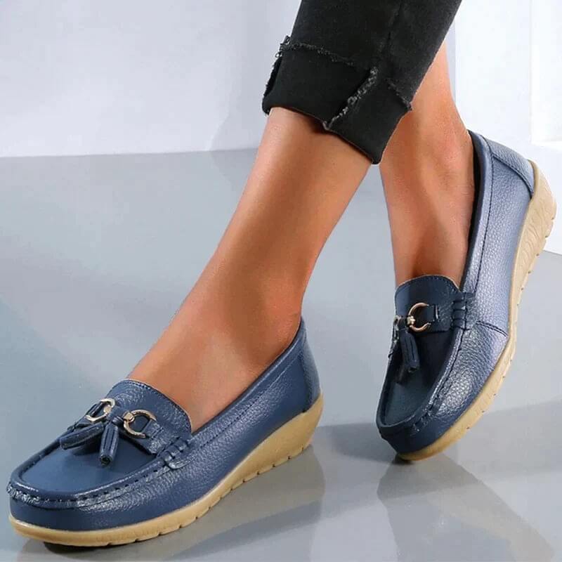 Ergonomic Leather Sandals - ElegaWalk-Dark Blue-35-State of Style