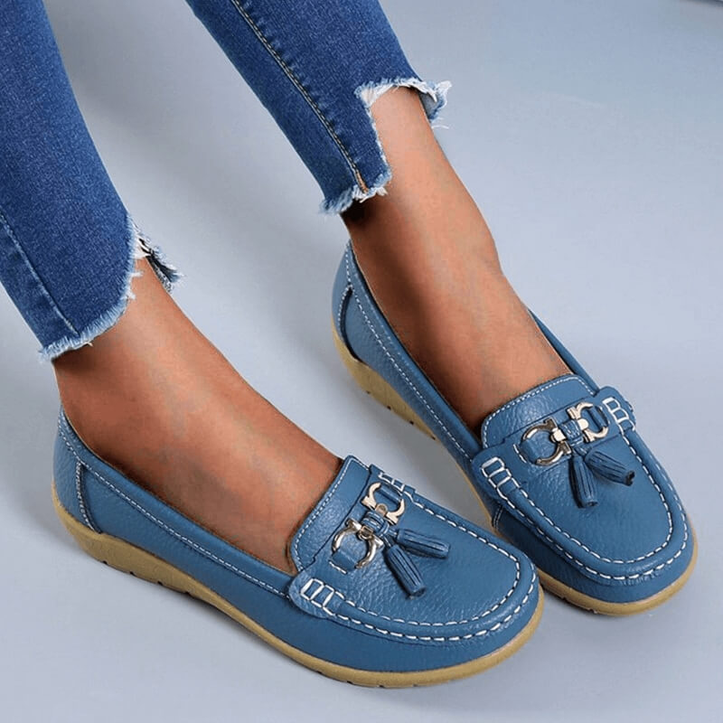 Ergonomic Leather Sandals - ElegaWalk-Light Blue-35-State of Style