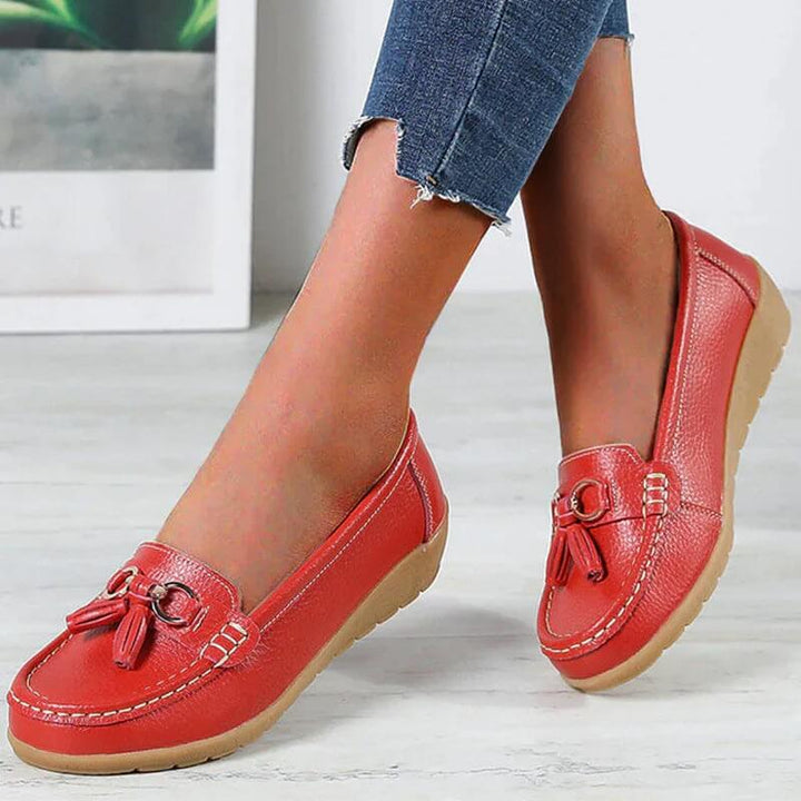 Ergonomic Leather Sandals - ElegaWalk-Red-35-State of Style
