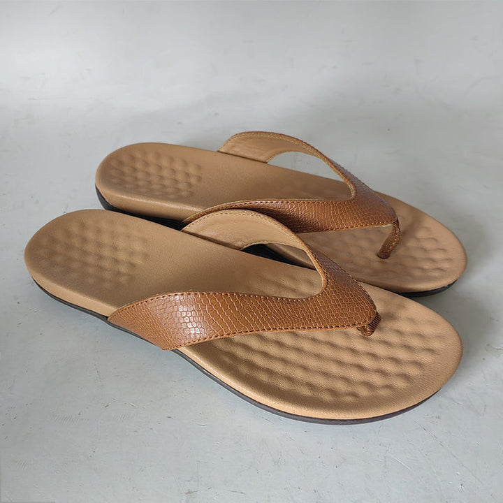 Ergonomic Luxury Ladies' Flip Flops – Noa-Brown-3-State of Style