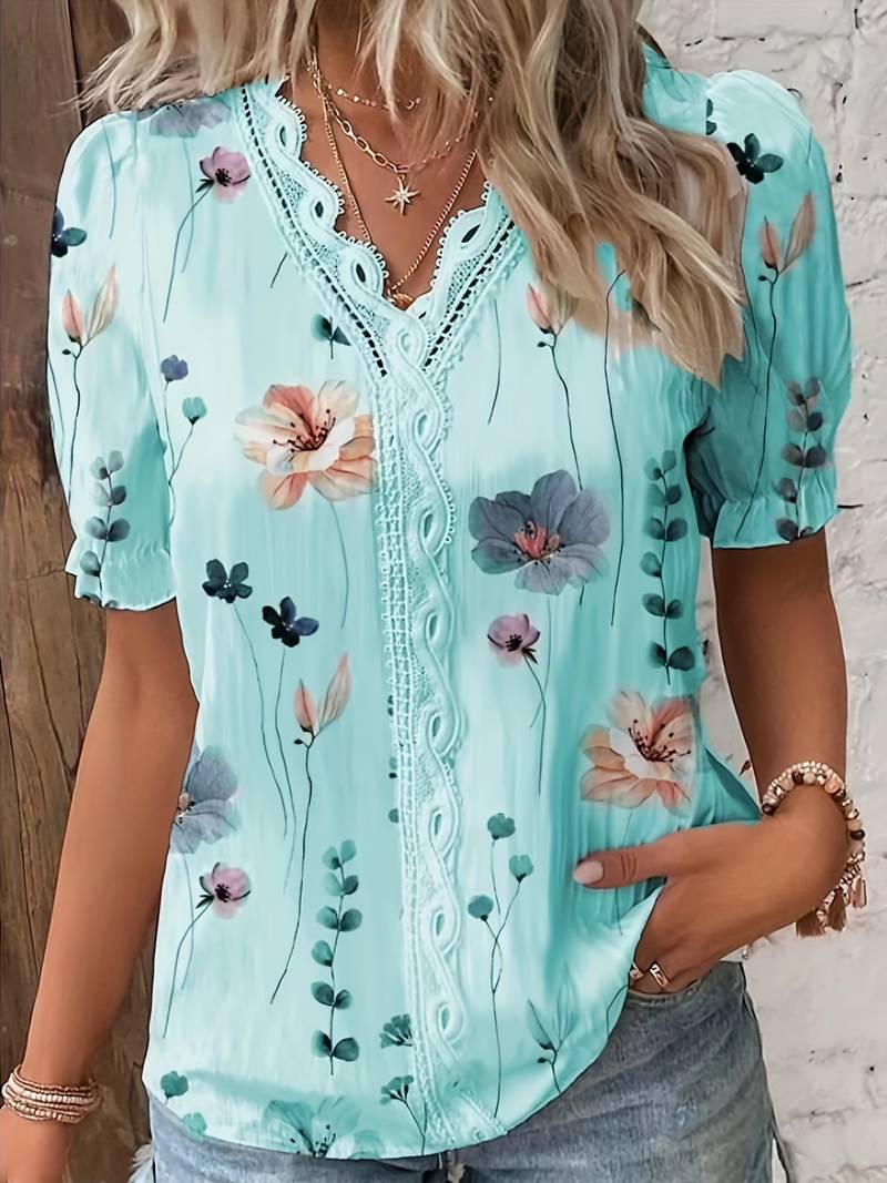 Esmeralda | Spring V-Neck Blouse for Women-Light Green-M-State of Style