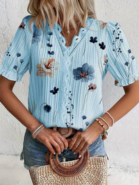 Esmeralda | Spring V-Neck Blouse for Women-Sky Blue-M-State of Style