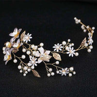 Esmeralda Traditional Hair Accessory – Elegant Crystal & Pearl Headband-Gold-State of Style