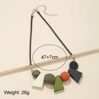 Ethnic Geometric Wooden Bead Necklace-BLACK-State of Style