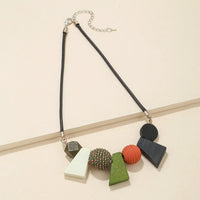 Ethnic Geometric Wooden Bead Necklace-BLACK-State of Style