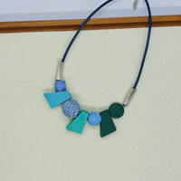 Ethnic Geometric Wooden Bead Necklace-GREEN-State of Style