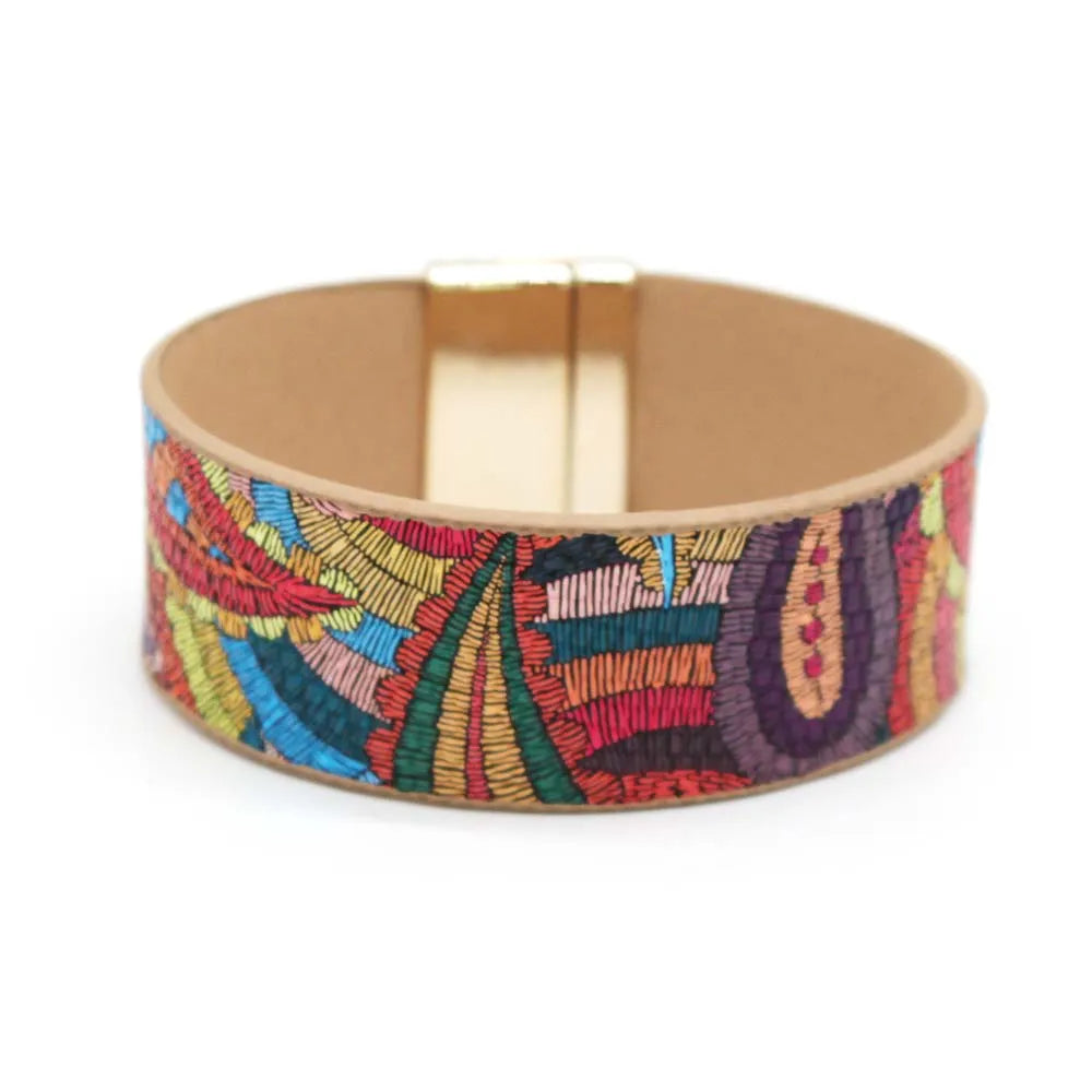 Ethnic Leather Wrap Bracelet | Women's Unique Jewellery-Red-State of Style
