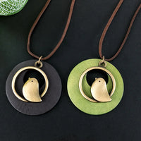 Ethnic Wooden Bird Necklace | Unique Design-GREEN-State of Style