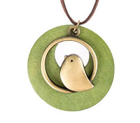 Ethnic Wooden Bird Necklace | Unique Design-GREEN-State of Style