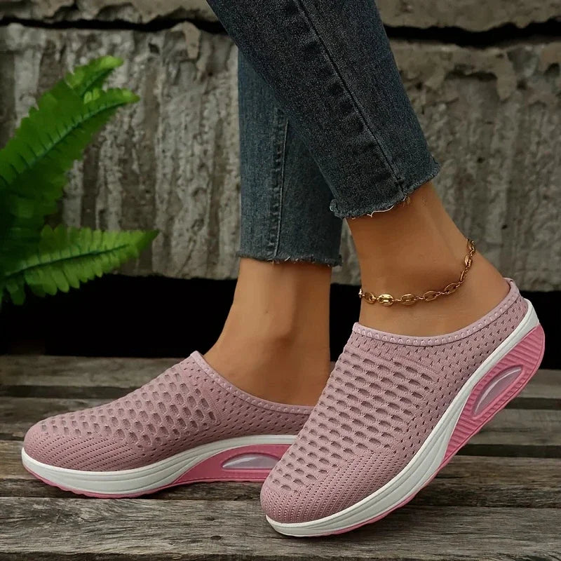 Eva - Orthopedische Marineblauwe Sleehak Slippers-Zwart-36-State of Style