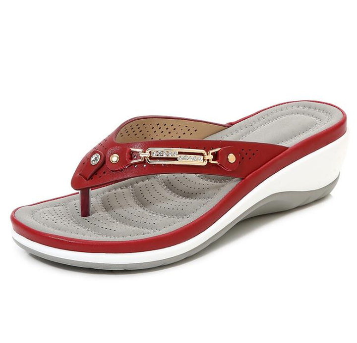 Eva - Orthopedische Witte Elegante Slippers-Rood-33-State of Style