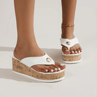 Eva - Orthopedische Zwarte Kurk Sleehak Slippers-Wit-35-State of Style