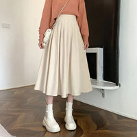 Evelyn Traditional Skirt – High-Waisted Vintage Pleated Midi Skirt-Apricot-S-State of Style