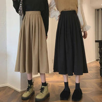 Evelyn Traditional Skirt – High-Waisted Vintage Pleated Midi Skirt-Brown-S-State of Style