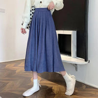 Evelyn Traditional Skirt – High-Waisted Vintage Pleated Midi Skirt-Brown-S-State of Style