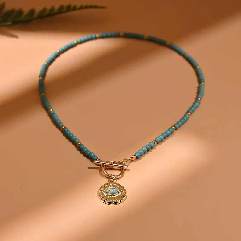 Evil Eye Pearl Choker Necklace | Protection and Style-BLUE 3-State of Style