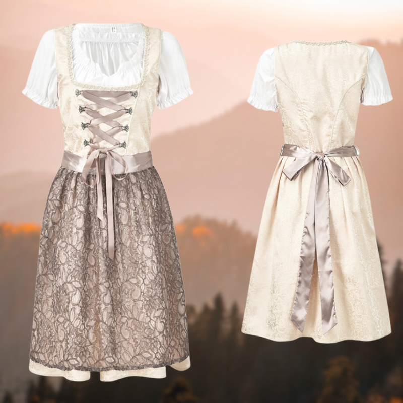 Exclusive traditional ladies' costume with apron and blouse - EdelTrachten-Beige/Cream-XS-State of Style