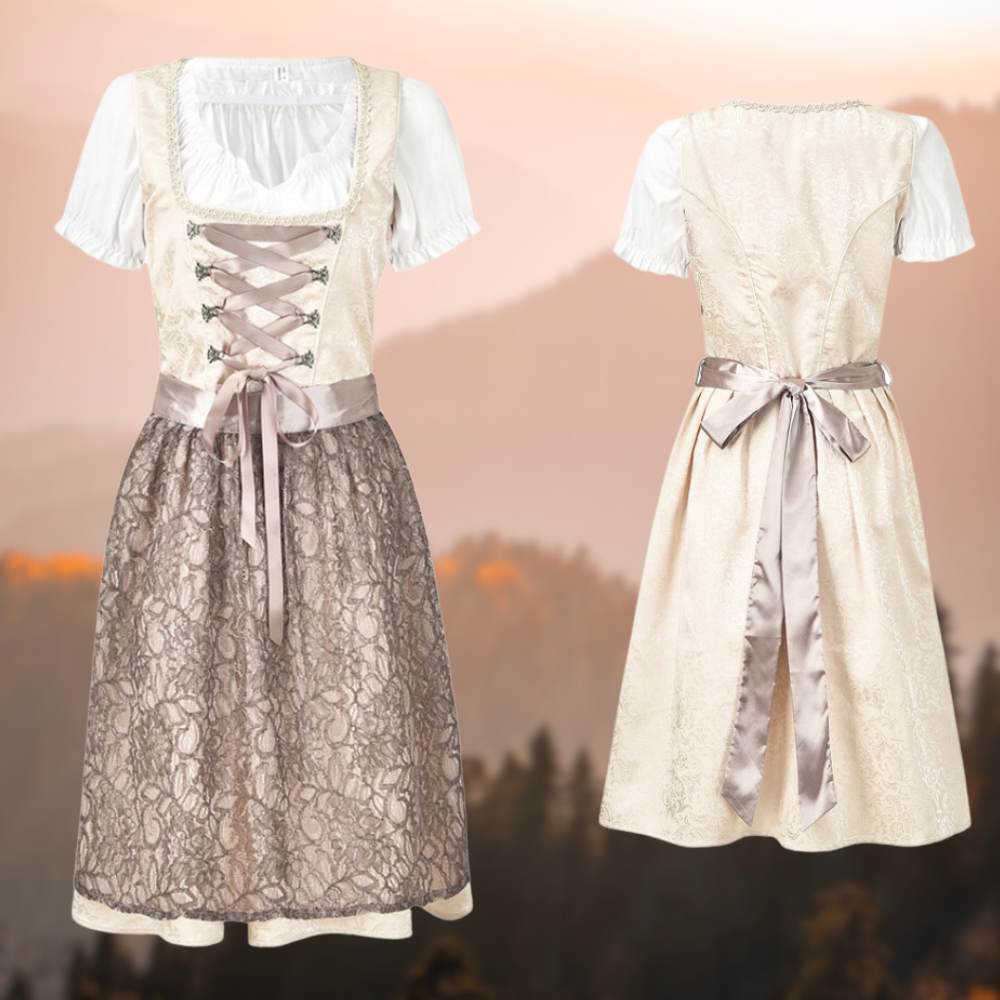Exclusive Traditional Women's Costume with Apron and Blouse - EdelTrachten-Beige/Cream-XS-State of Style