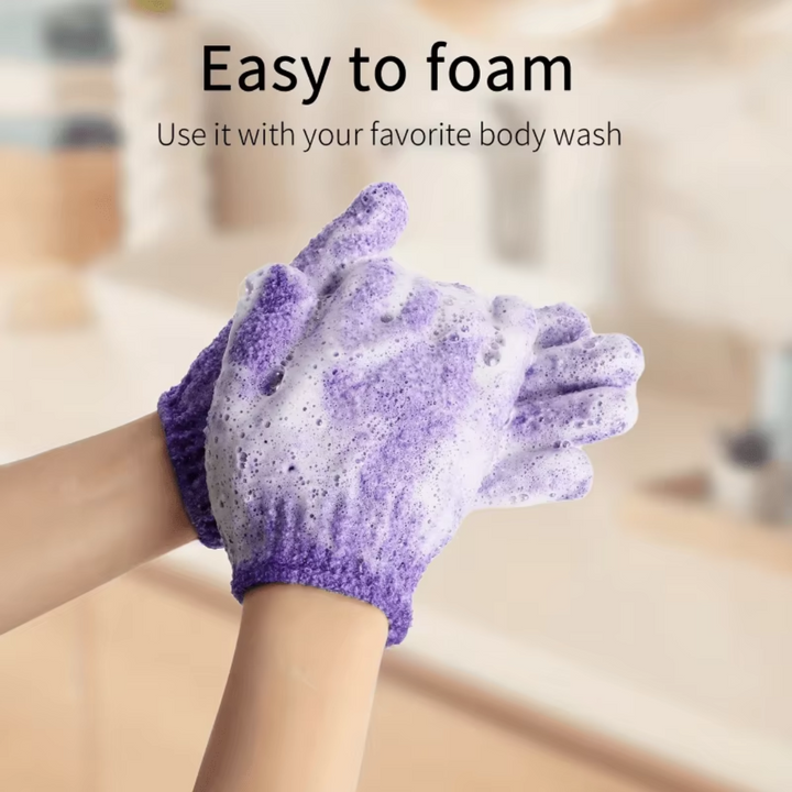 Exfoliating Bath Gloves - 2-Piece Set-Purple-State of Style