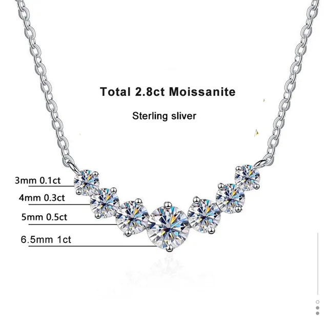 Exquisite 925 Sterling Silver Moissanite Necklace-2.8ct-State of Style