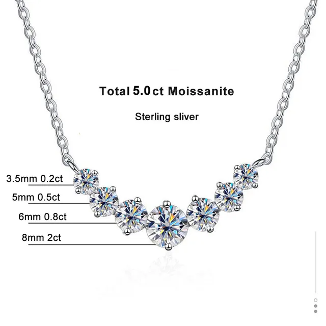 Exquisite 925 Sterling Silver Moissanite Necklace-5.0ct-State of Style