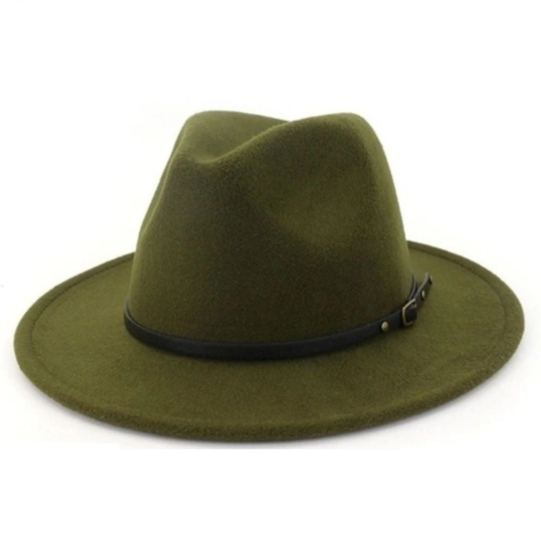 Ezekiel Traditional Hat – Vintage Wide Brim Felt Jazz Hat-Army Green-State of Style