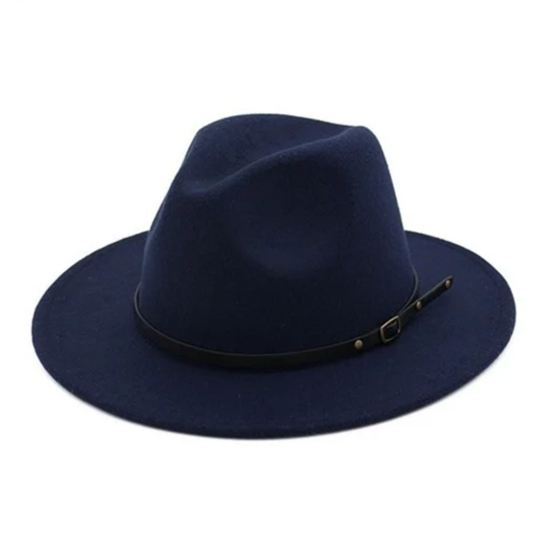 Ezekiel Traditional Hat – Vintage Wide Brim Felt Jazz Hat-Navy Blue-State of Style