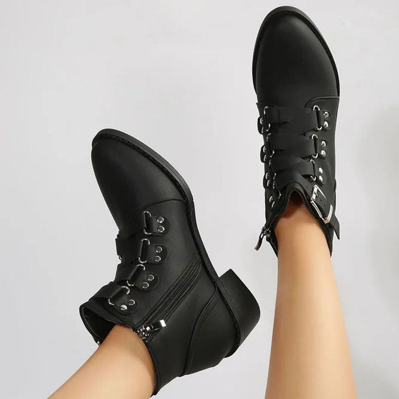 Ladies' ankle boots with block heel in vintage look – Yolisa