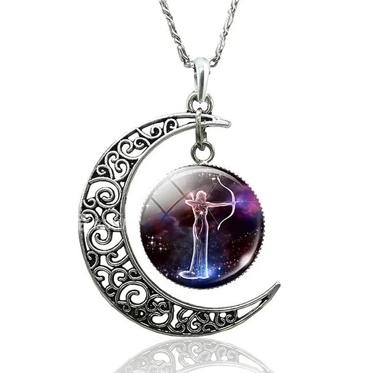 Zodiac Moon Necklace | Celestial Jewellery | Unique Pendant