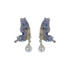 Blue Crystal Butterfly Wing Earrings with Pearl – Liora