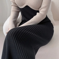 Falling Black Maxi Dress with Long Sleeves - Leona-XS-State of Style