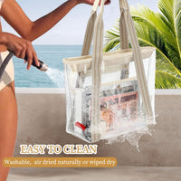 Buy 1, Get 1 FREE – Extra Large Clear Mesh Beach Tote with 8 Pockets – ClearWave