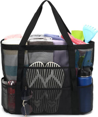 Buy 1, Get 1 FREE – Extra Large Clear Mesh Beach Tote with 8 Pockets – ClearWave