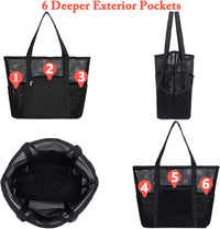 Buy 1, Get 1 FREE – Extra Large Clear Mesh Beach Tote with 8 Pockets – ClearWave