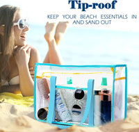 Buy 1, Get 1 FREE – Extra Large Clear Mesh Beach Tote with 8 Pockets – ClearWave
