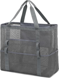 Buy 1, Get 1 FREE – Extra Large Clear Mesh Beach Tote with 8 Pockets – ClearWave