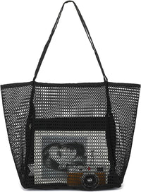 Buy 1, Get 1 FREE – Extra Large Clear Mesh Beach Tote with 8 Pockets – ClearWave