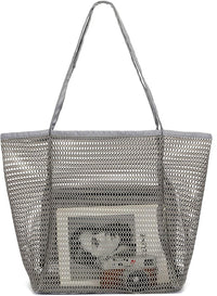 Buy 1, Get 1 FREE – Extra Large Clear Mesh Beach Tote with 8 Pockets – ClearWave